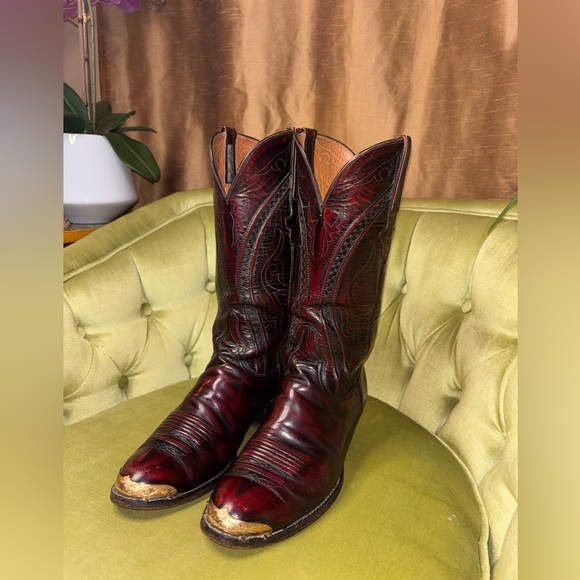 Mens Size 9.5 E  Lucchese Classics Black Cherry L6630 USA Cowboy Boots sold 3/13 - Picture 8 of 10